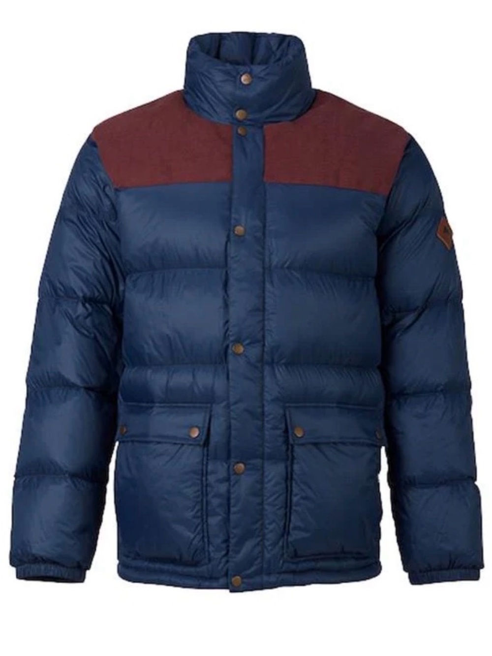 $300 Men’s Burton Down Heritage Snap Button Blue Winter Puffer Jacket Size L